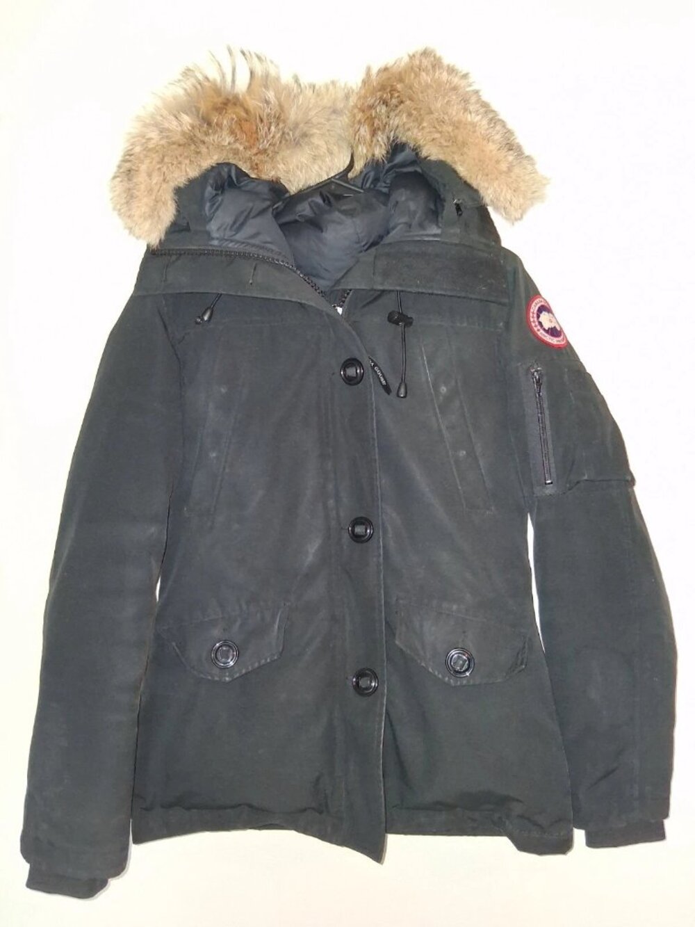 Canada Goose Montebello Parka Women Black Small Down Coat Real Coyote Fur Hooded
